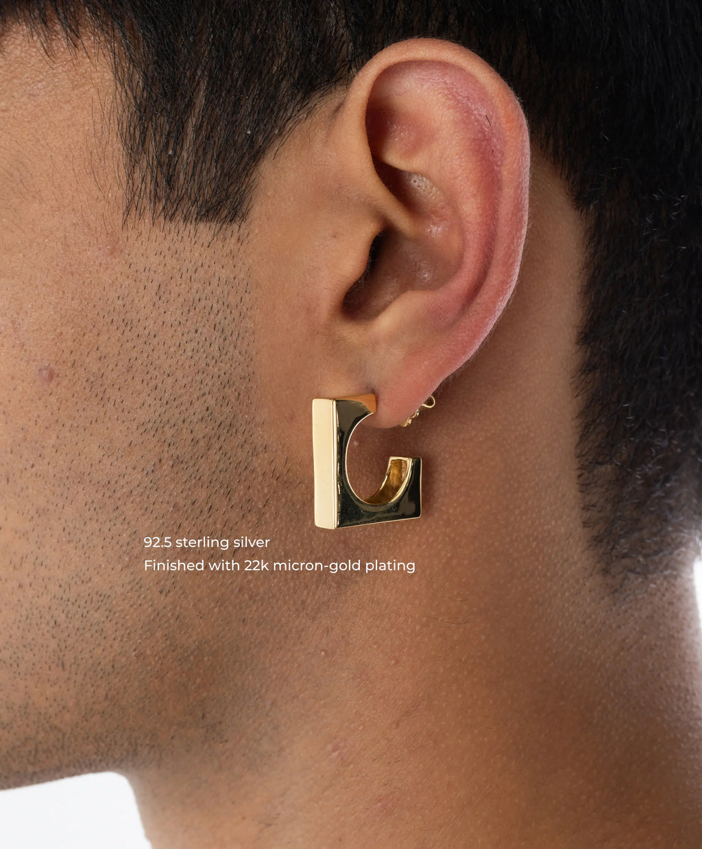 Pair of MAISON MEGH Edge Hoops jewelry featuring sleek, modern gold hoop earrings with a smooth finish for stylish everyday wear.