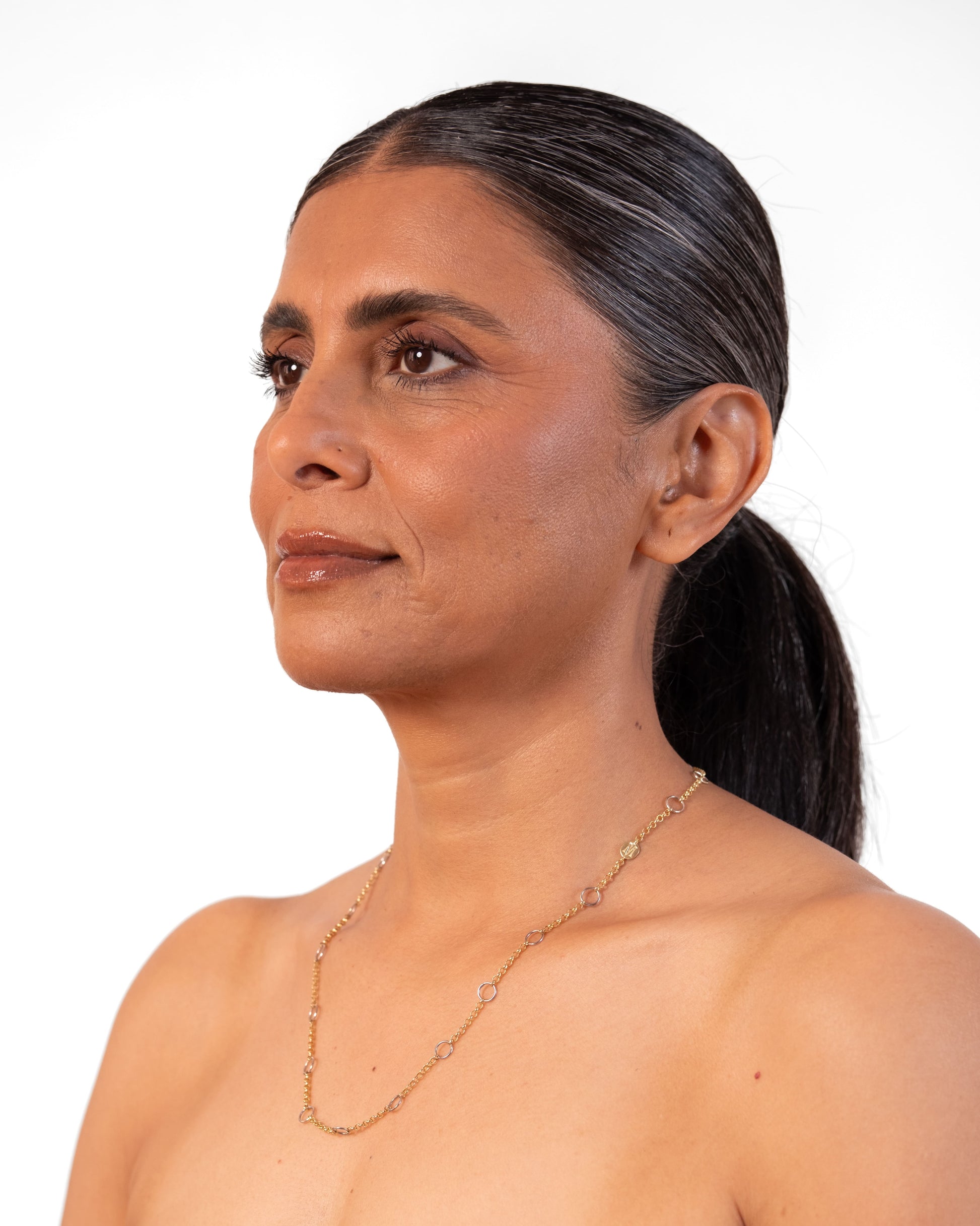 Silver Mega Linky Chain Circle by MAISON MEGH featuring interconnected round links with a modern, stylish design.