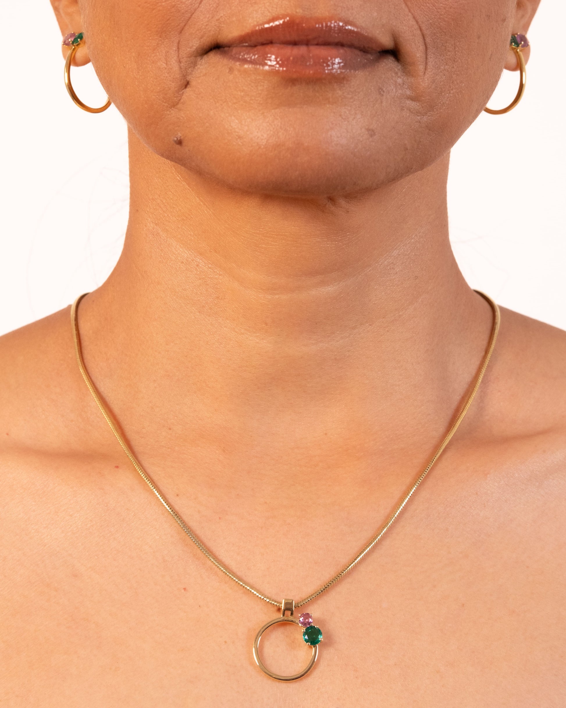 Gold MTW Duo Pendant by MAISON MEGH featuring layered chain design and sleek modern style.